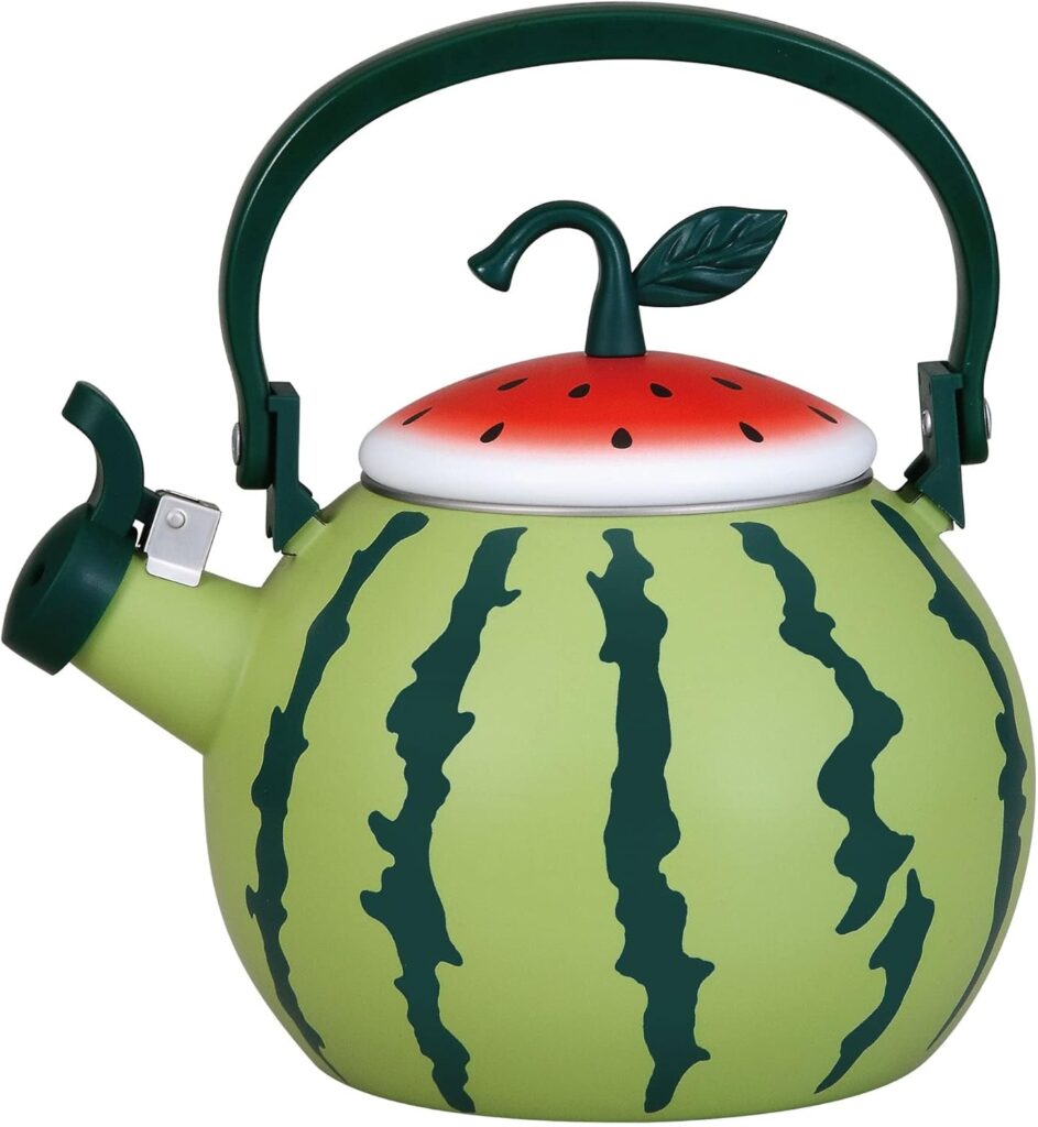 Enamel-on-Steel Stovetop Whistling Tea Kettle