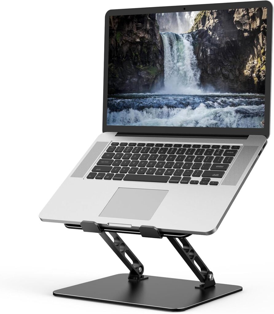 Adjustable laptop stand, foldable metal riser stand