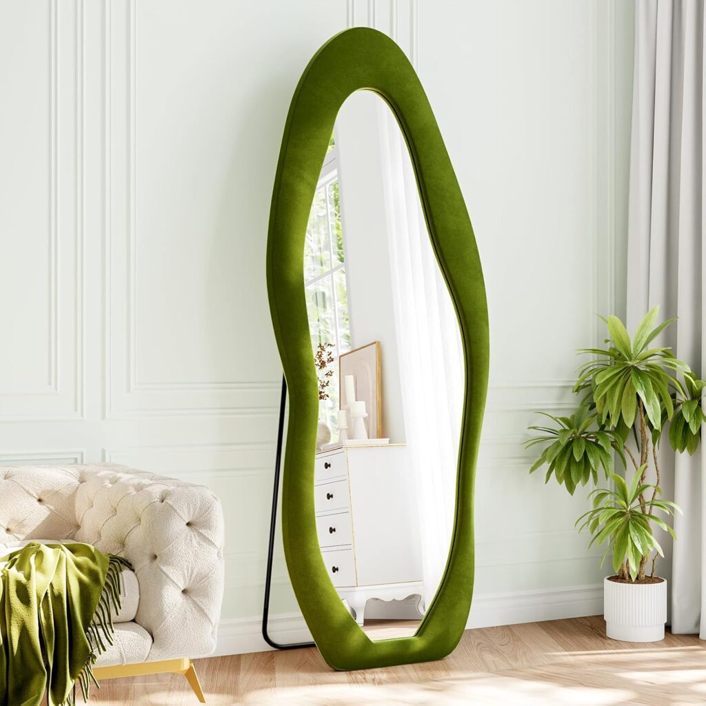 Irregular wavy mirror for hanging or leaning against the wall