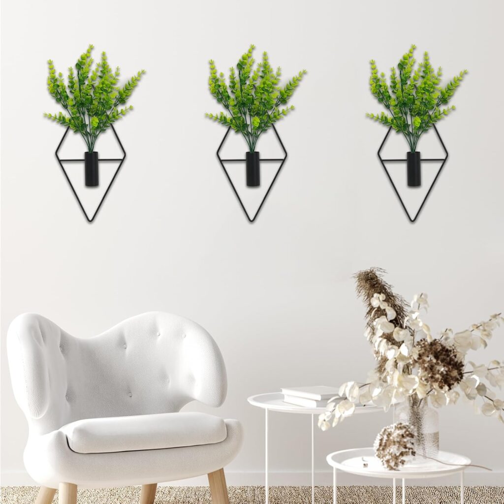 Set of 3 artificial wall plants, bohemian wall decor,