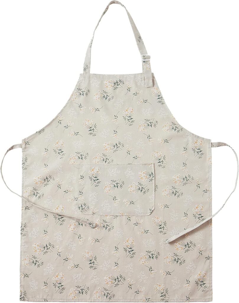 Japanese-style linen apron for men and women, lightweight, breathable, floral,