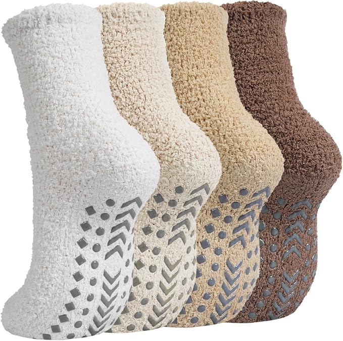 Non-slip postpartum socks, fluffy slippers, warm socks with grips