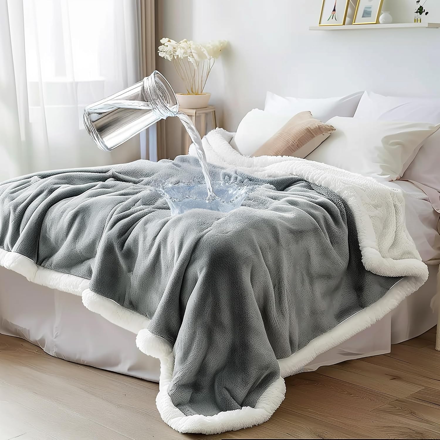 Waterproof Blanket – Reversible Sherpa Fleece Cover; Soft, Warm, and Leak-Proof; Bed and Sofa Protector for Children
