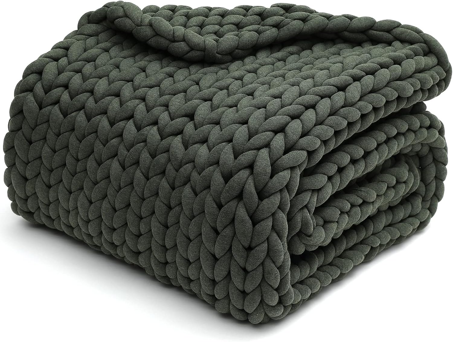 Weighted blanket, handmade chunky knit design, soft and cozy, temperature-regulating and breathable.